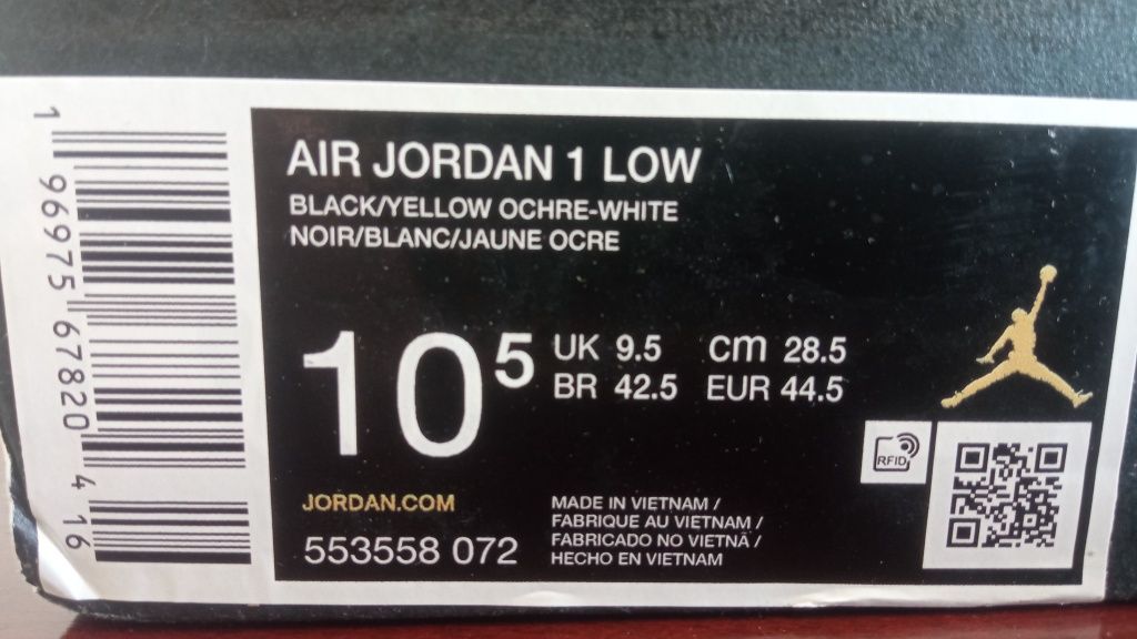 44,5 Buty Nike Air Jordan 1 Low Yellow Ochre / Black / White
