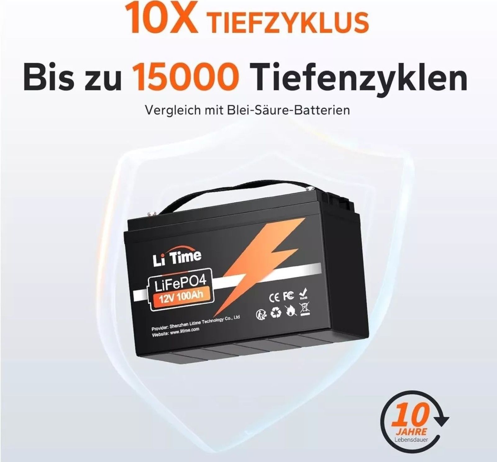 Акумулятор LiTime 12V 100Ah 1280Wh LiFePo4