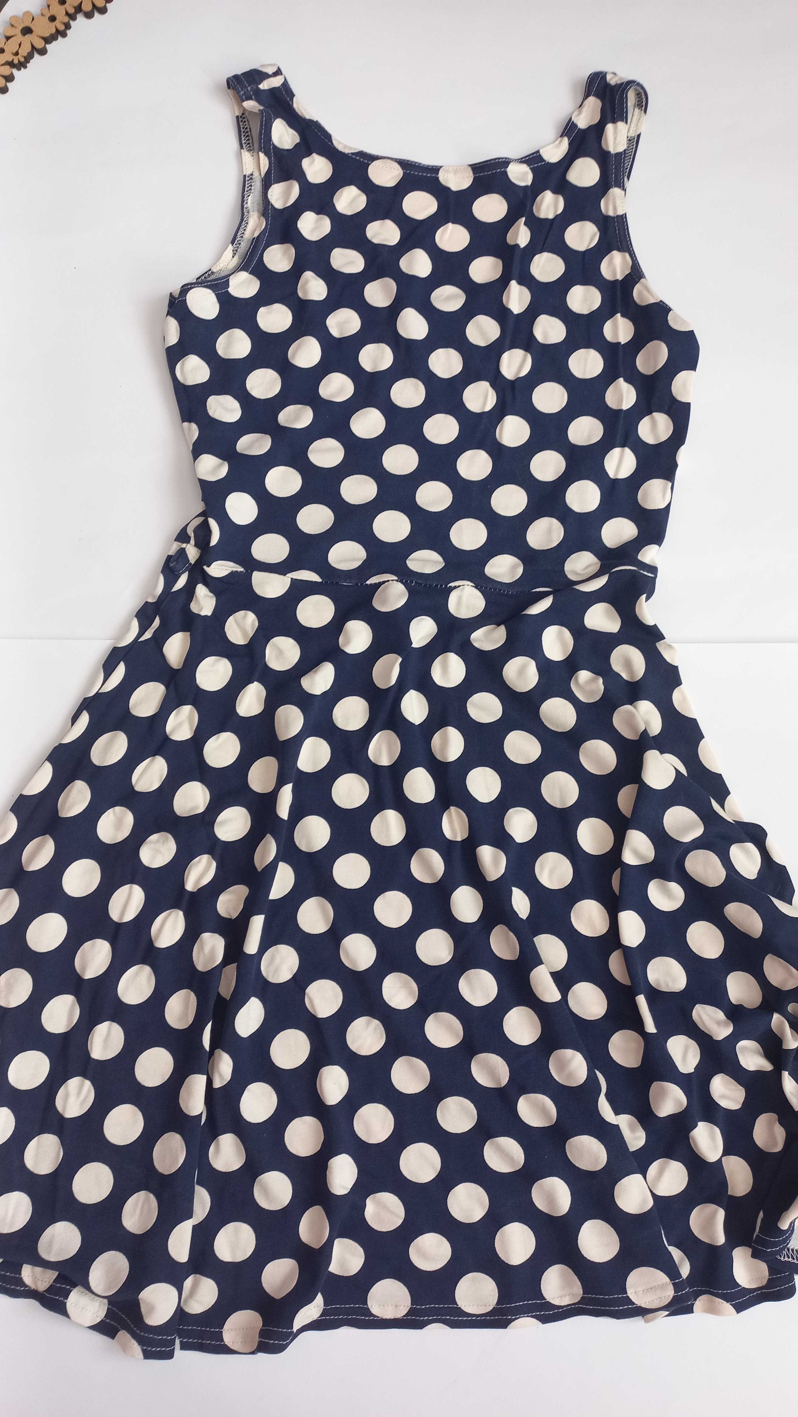 Короткое платье в горошек 44 46 размер натуральная ткань