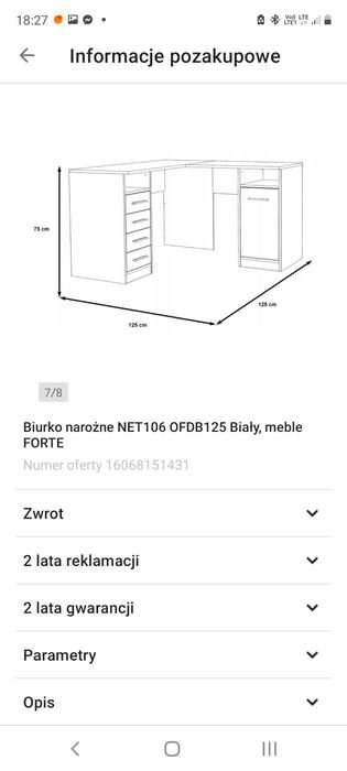 Biurko biale narożne