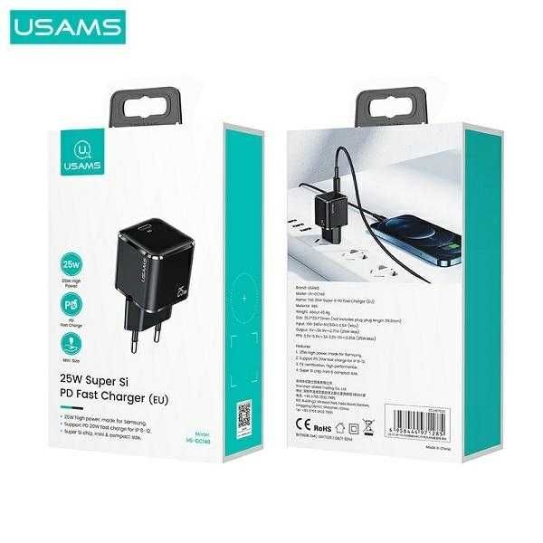 USAMS Ład. siec. 1xUSB-C T42 mini 25W Super  5V-3A PD3.0 Fast Charging