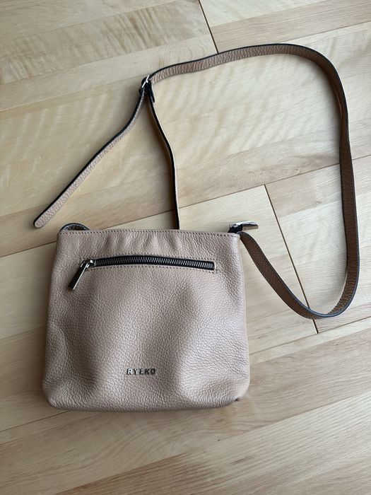 Torebka skóra listonoszka Ryłko beżowa