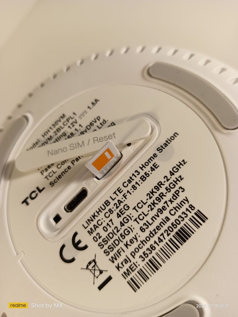LTE Router TCL karta SIM 600MB/s LTE WiFi 5GHz Cat13  szybki internet