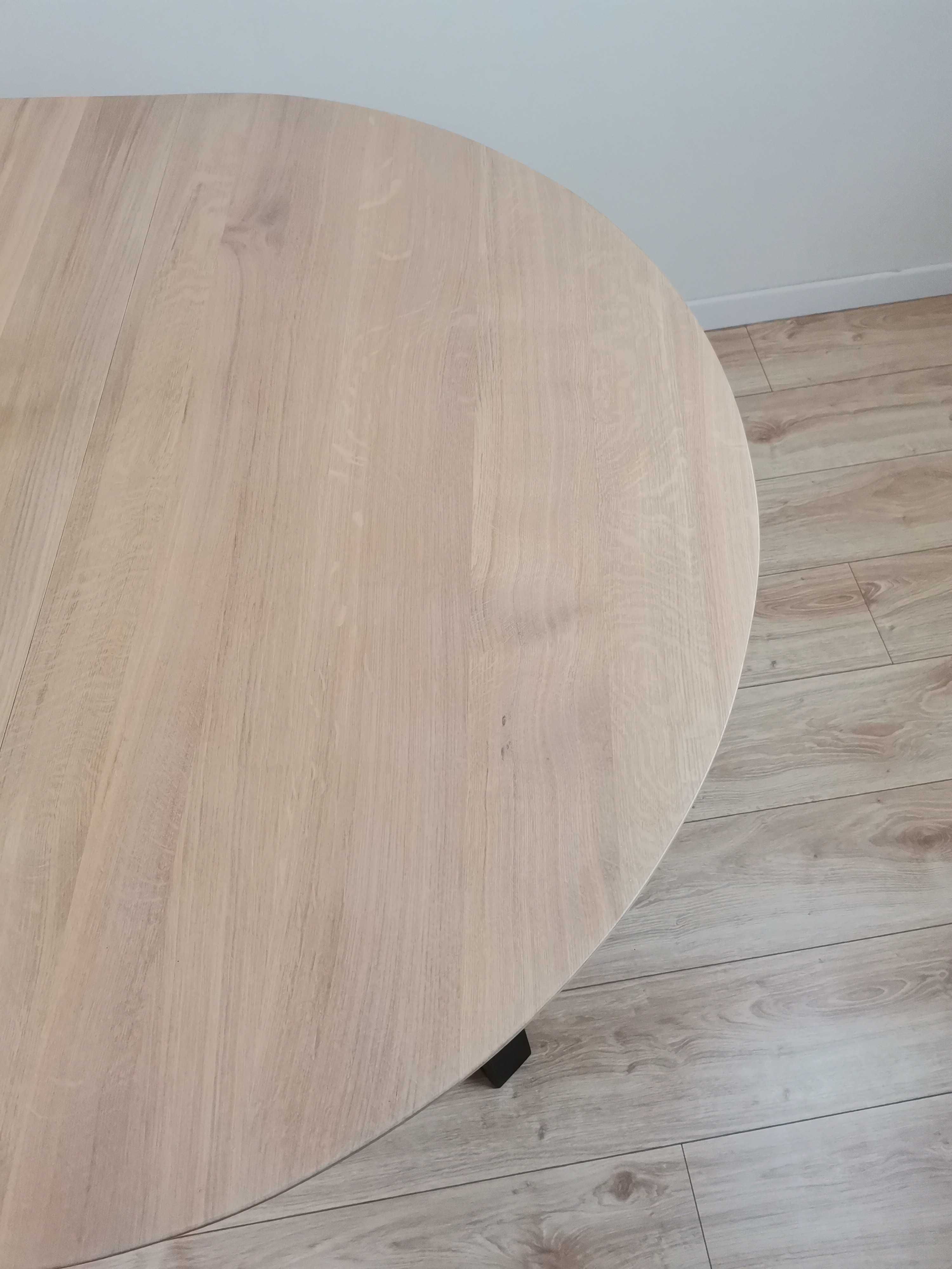 Stół okrągły rozkładany-lite drewno dębowe-loft