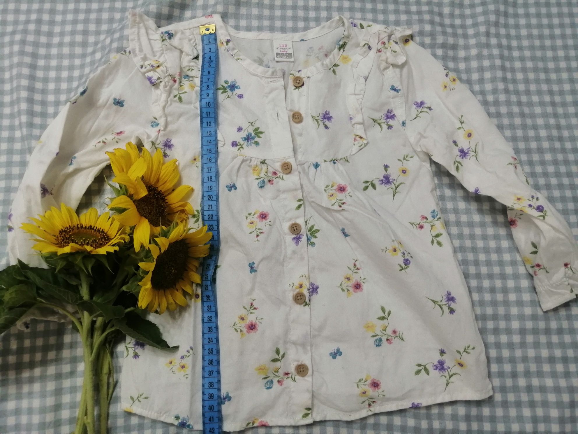 Детская блуза- рубашка с длинным рукавом для модницы р98