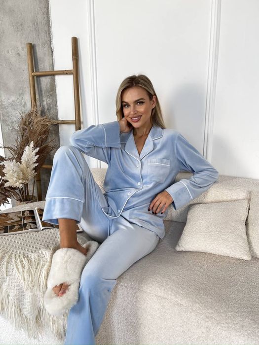 Жіноча плюшева піжама двійка:сорочка та штанці