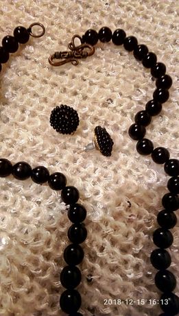 Черный натуральный жемчуг бусы ожерелье и серьги