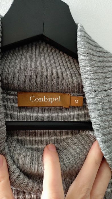 Prążkowany bawełniany golf w paski Conbipel