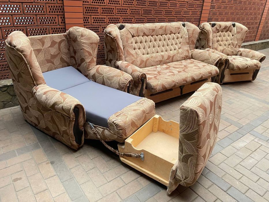 Комплект «Фаворит»: диван + 2 розкладних крісла-ліжка. ВСЕ РОЗКЛАДНЕ.