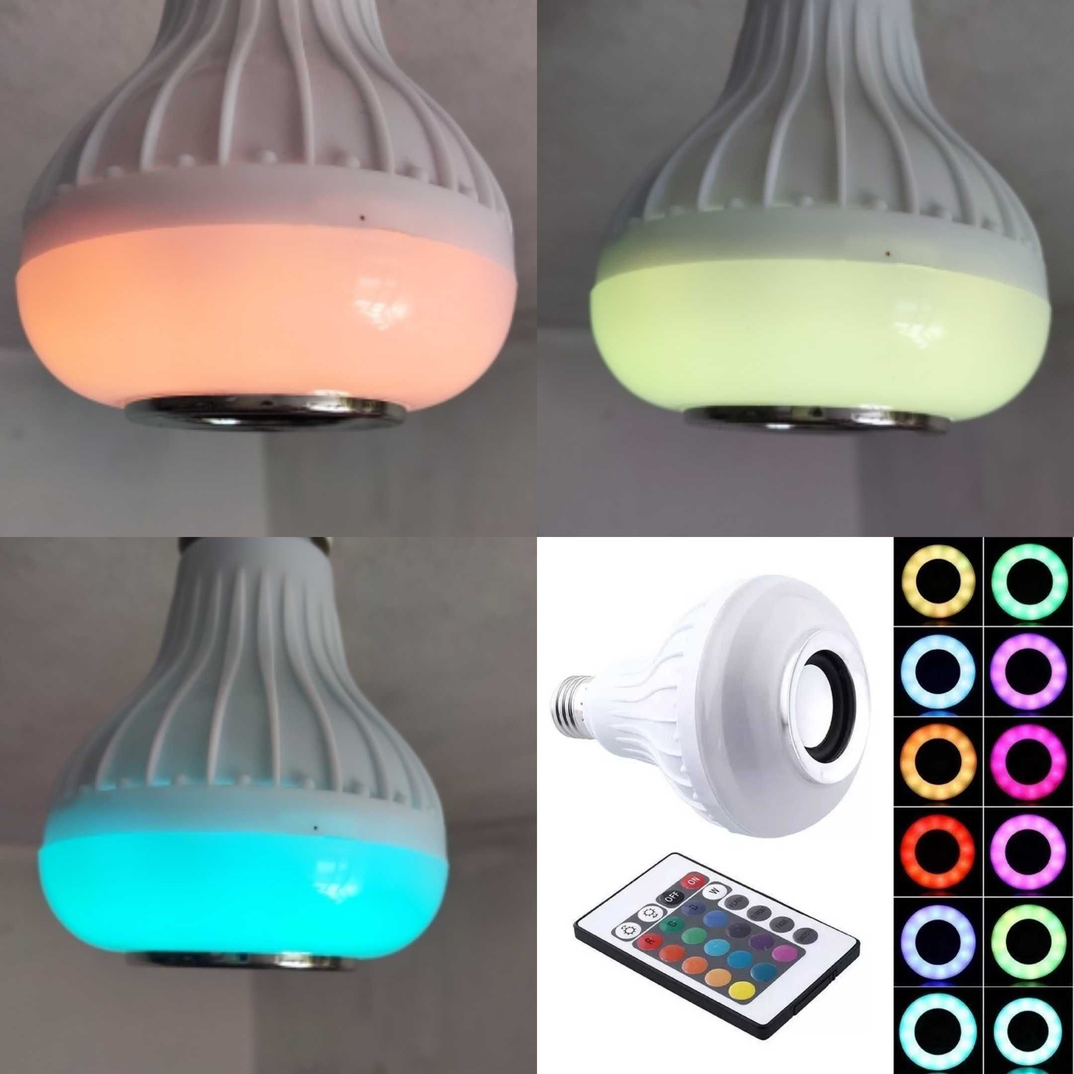 Żarówka kolorowa led rgb z wbudowanym głośnikiem Bluetooth +pilot