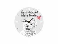 West Highland White Terrier stojący Zegar z MDF