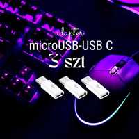 Pakiet 3 szt x przejściówka adapter micro USB - USB-C 3.1