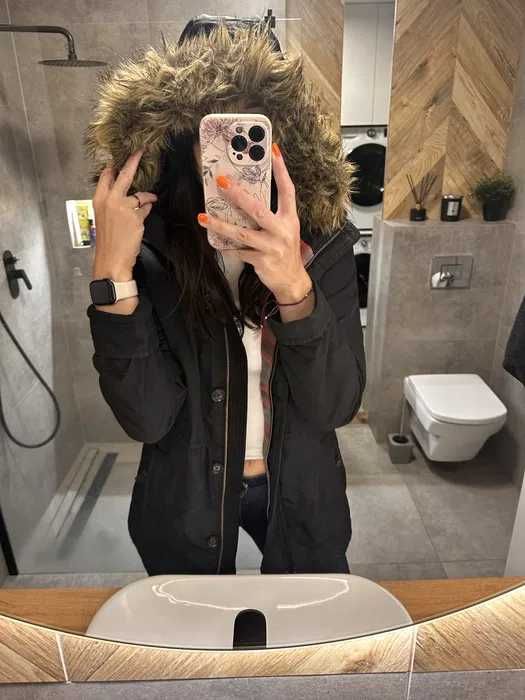 Kurtka jesienna parka z kapturem S