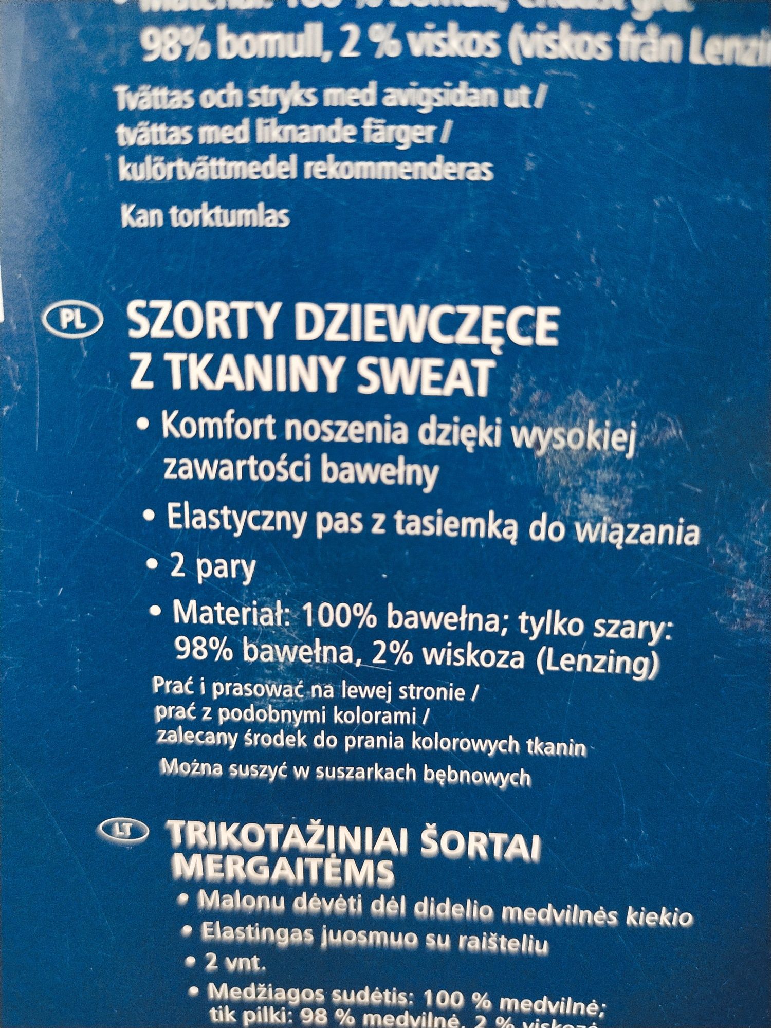 Szorty dziewczęce 98/104