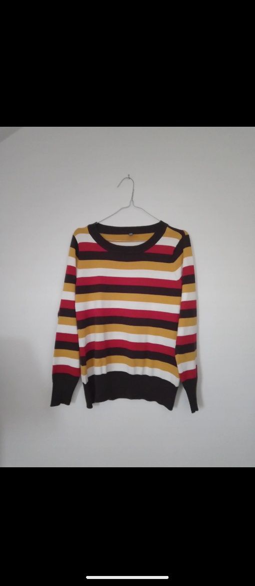 Nowy kolorowy sweter damski w paski rozmiar M/L