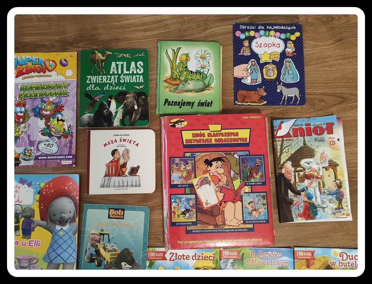 Zestaw różnorodnych książek książeczek dla dzieci