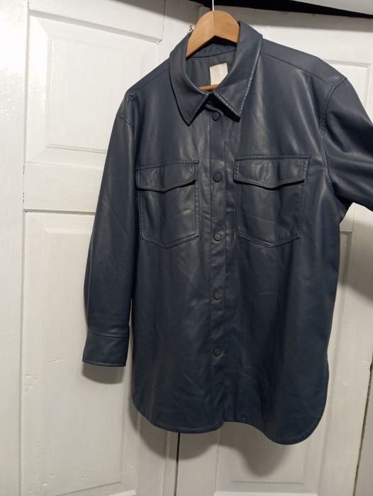 Koszula skórzana, grafitowo-niebieska H&M r. L
