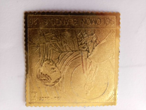 Selo do papa e da nossa senhora de Fátima em metal dourada
