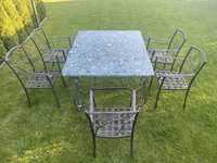 Zestaw mebli ogrodowych Stół z blatem marmurowym z krzesłami