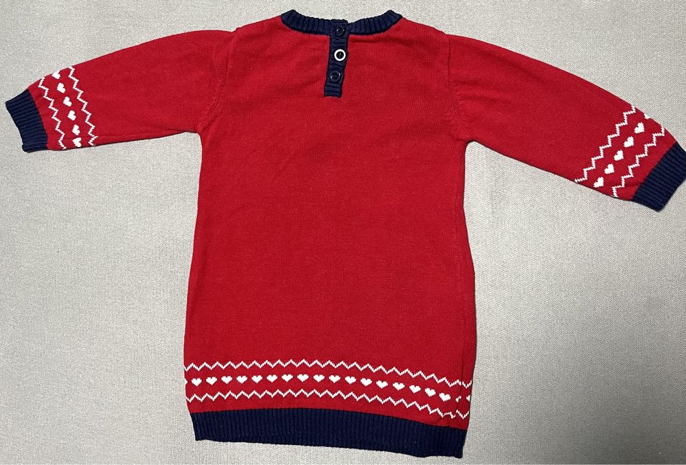 Czerwony świąteczny sweterek z reniferem Early Days r.74