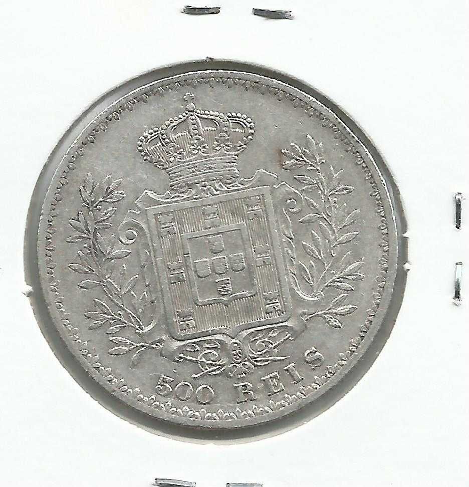 Moedas portuguesas - Rei D. Carlos I, 500 Reis – 1893 – Prata