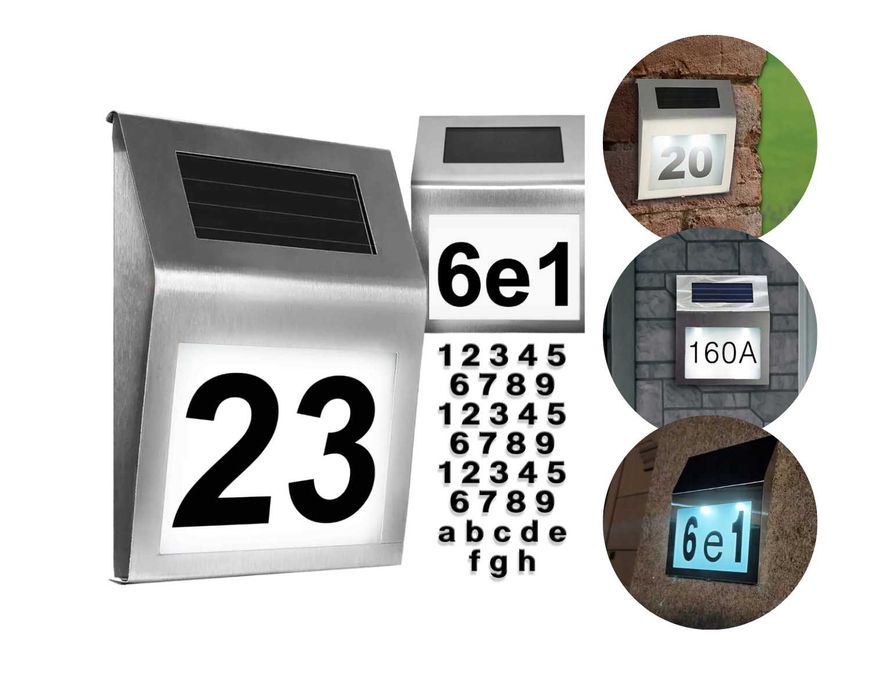 NUMER DOMU Nowoczesny LED SOLAR! podświetlany numer NR DOM Mega Design