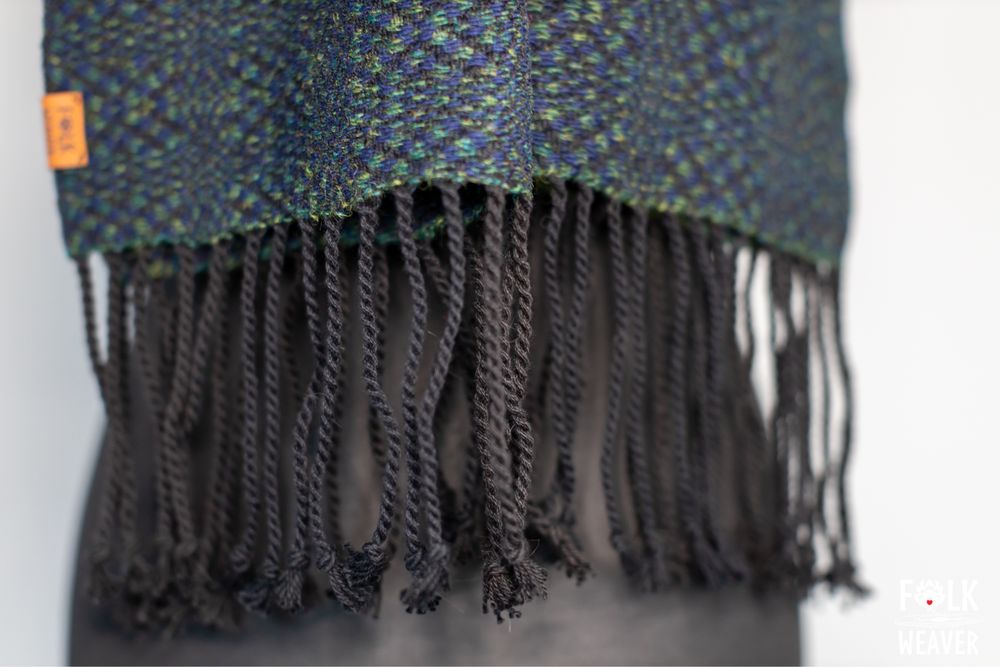Ręcznie tkany szal Folk Weaver „Mglisty las” rękodzieło handmade