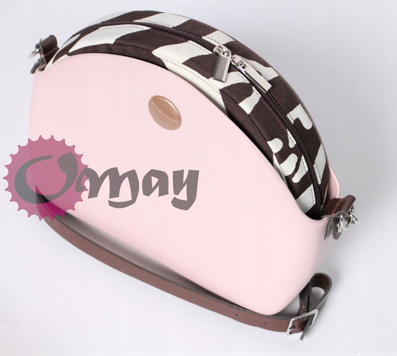 Brązowy organizer do OBAG MOON LIGHT zebra beż 2 kieszenie wkład OMAY