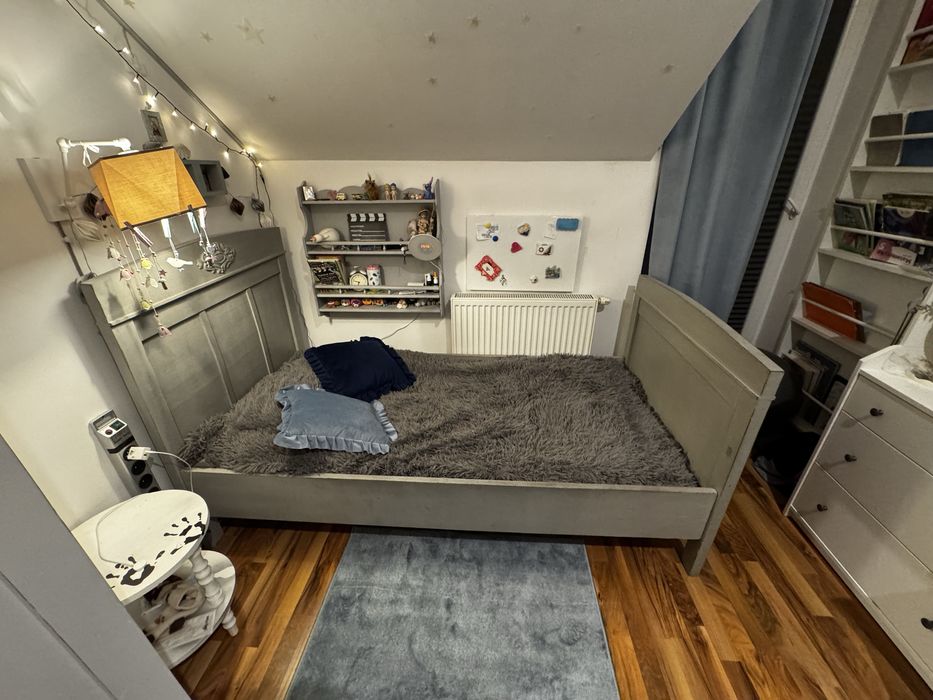 Łóżko lite drewno, nie IKEA, Materac 190x80, materac Hean latex