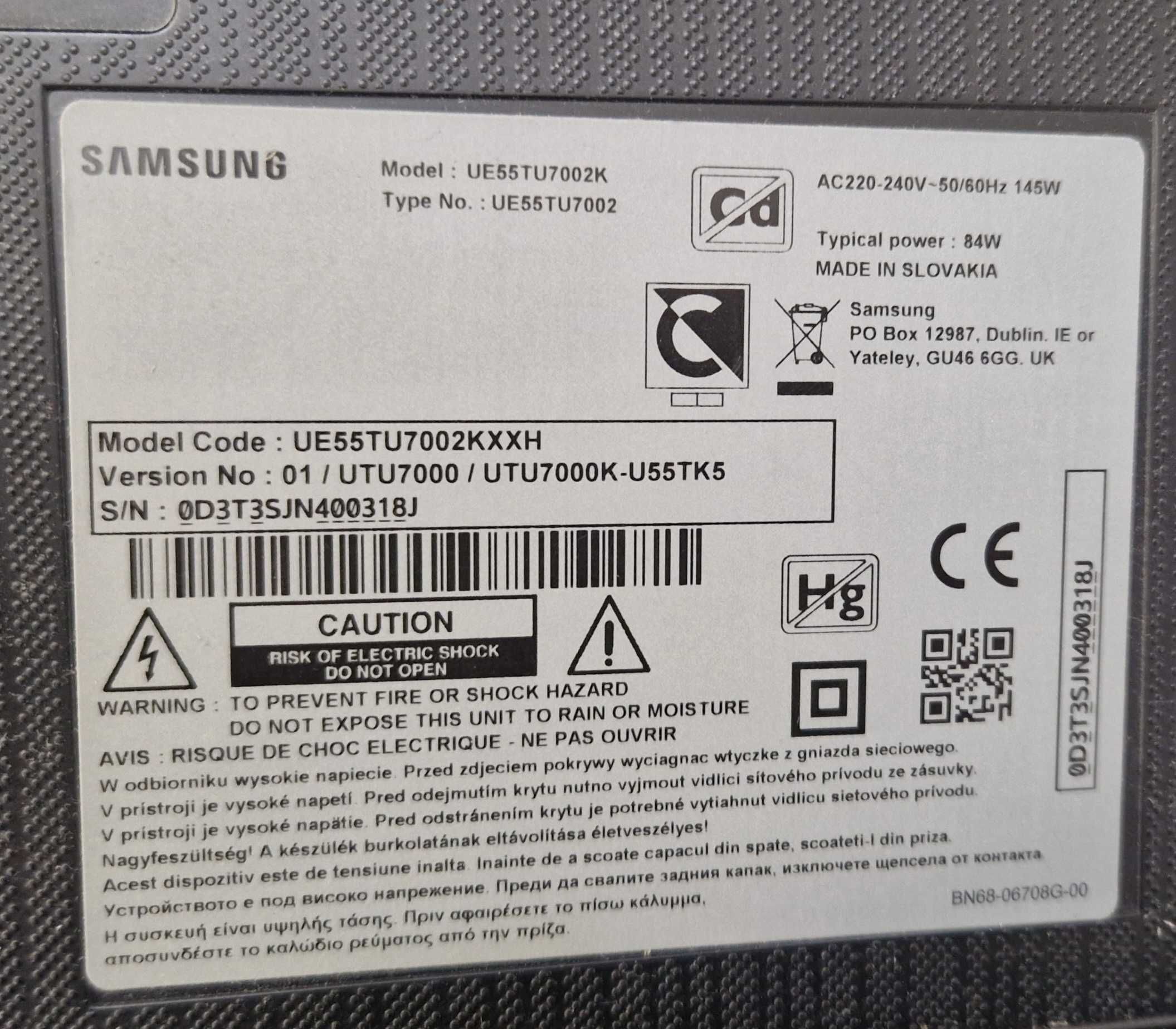Telewizor 55 Cali Samsung UE55TU7002K DVB-T2 Smart TV UHD (4K) Okazja!