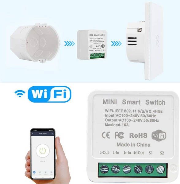 Wifi реле Aubess 16А Smart life 220в часу  DIY Mini 16A опт умное реле