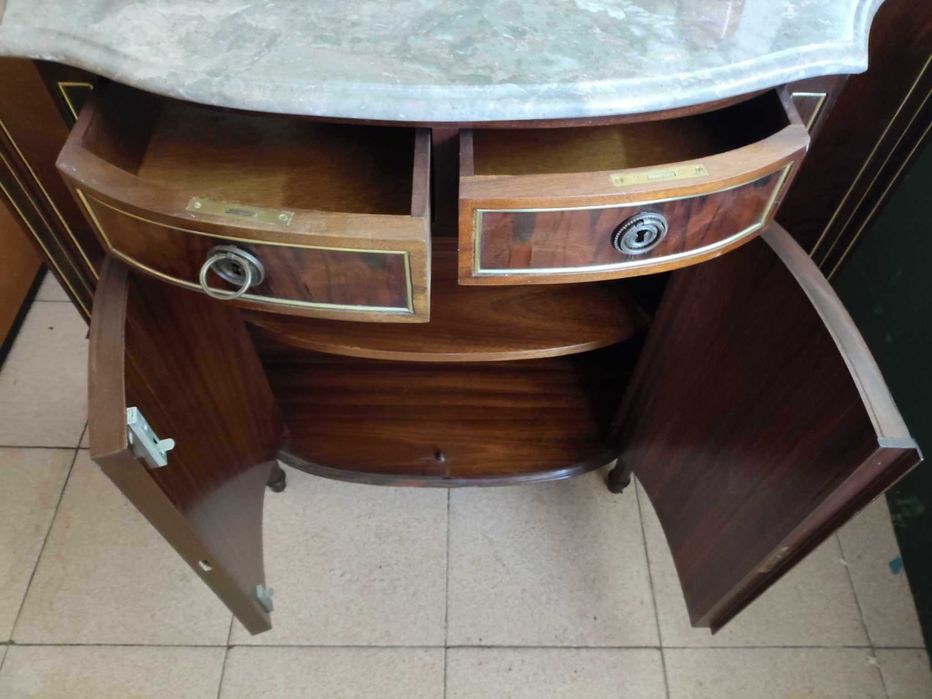 Movel consola aparador vintage tampo pedra marmore