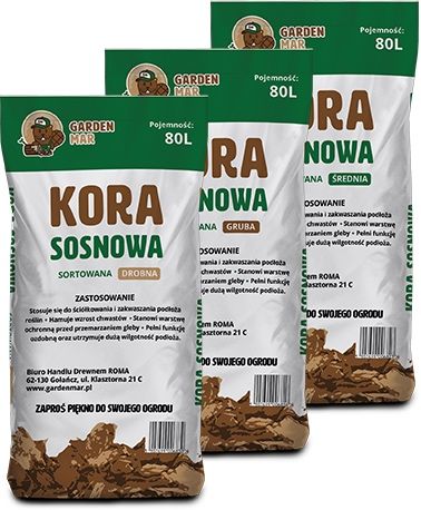 Kora Sosnowa Sortowana 80L Drobna Średnia Gruba
