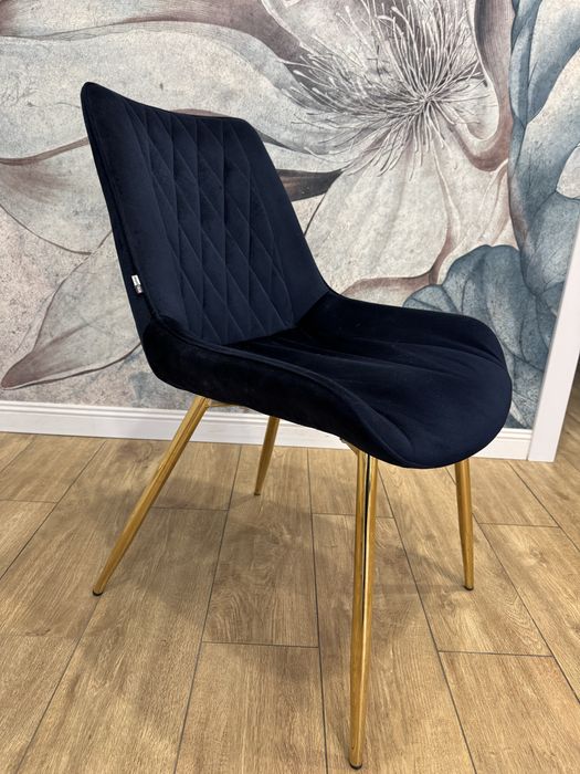 Krzesło ADEL granat/złoto welur bardzo dobry stan 3 szt