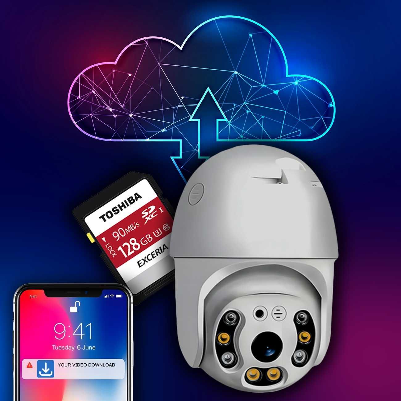 zewnętrzna obrotowa kamera wifi ip smart fullhd 1080p zoom 4x detekcja