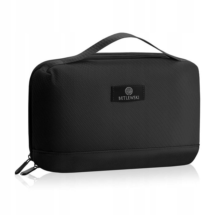 BETLEWSKI Kosmetyczka Podróżna Elegancka Męska Damska Czarna Organizer