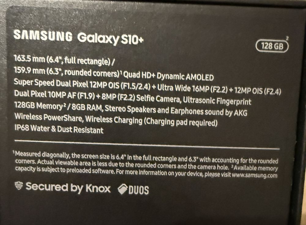Samsung galaxy S10 + 128GB, 8GB RAM