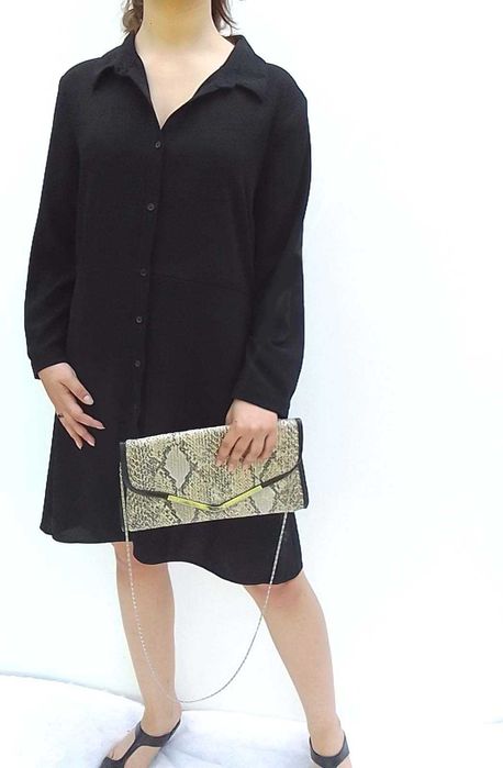 Zara jak NOWA czarna swobodna koszulowa sukienka L XL 40 42