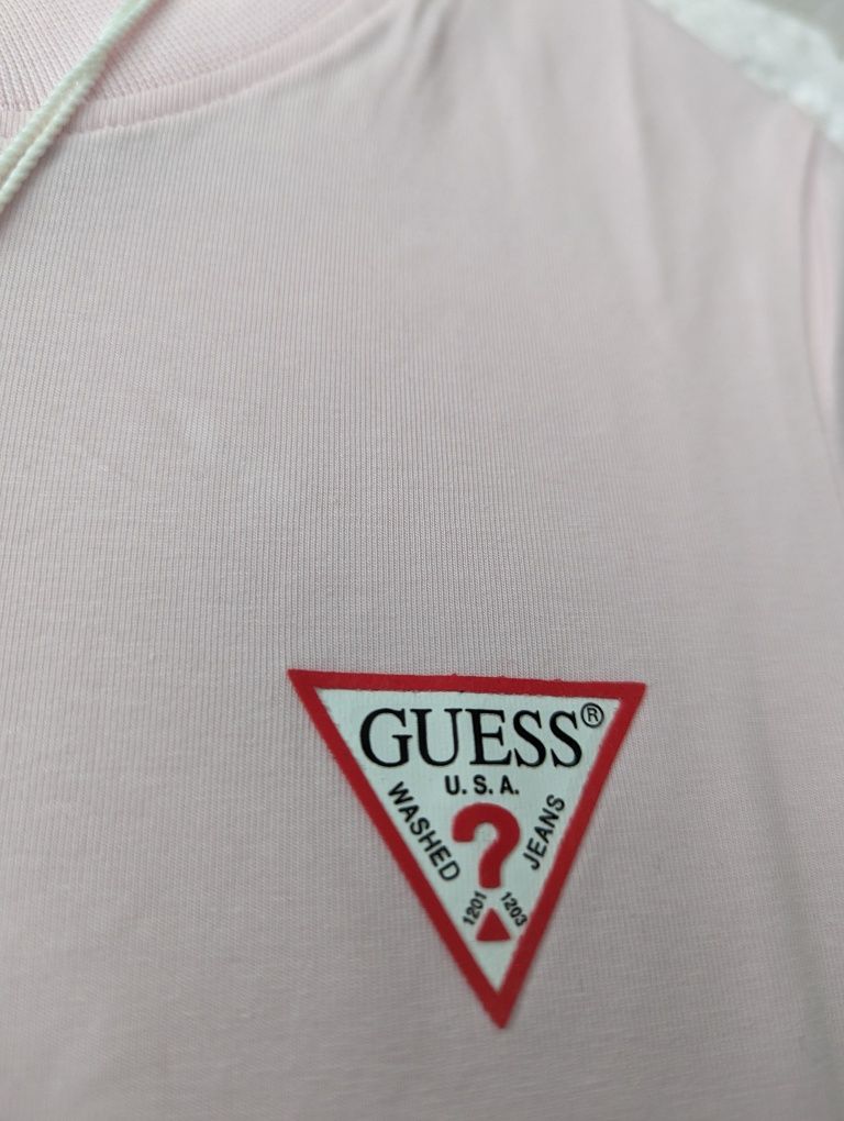 Guess t-shirt koszulka pudrowy róż r. XS