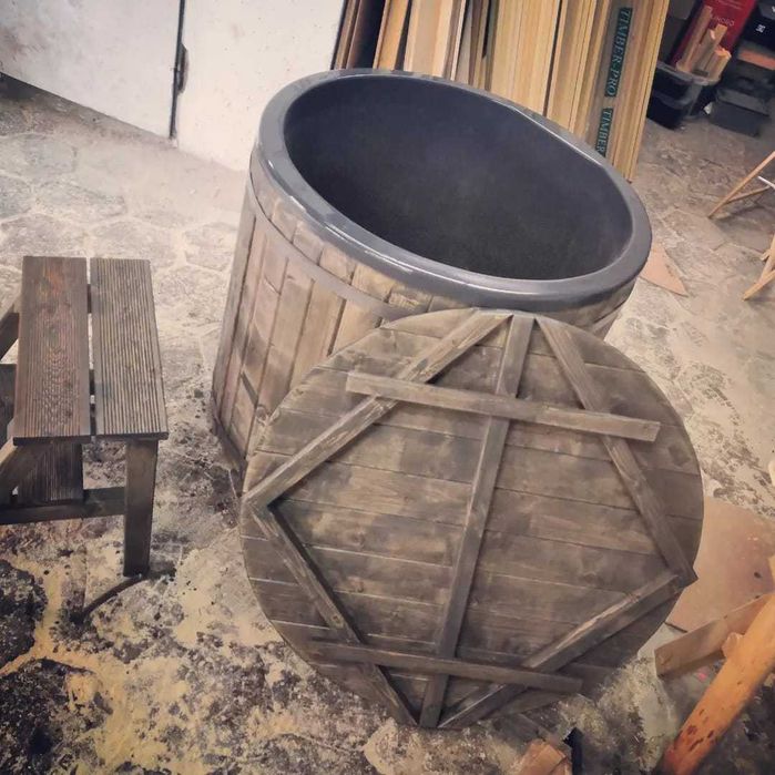 Balia do schładzania po saunie bania beczka zimną wodę do morsowania