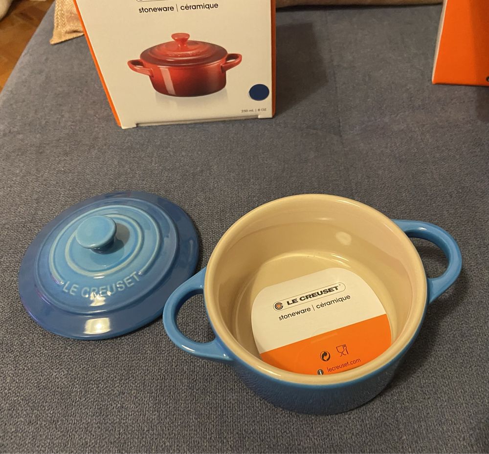 Conjunto de 2 mini cocottes azuis em cerâmica - Le Creuset