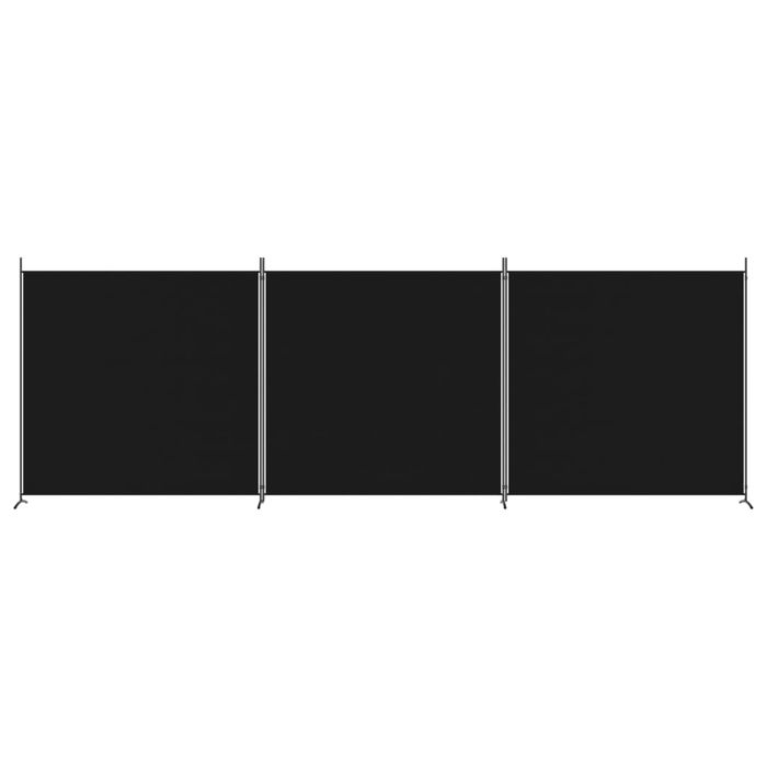 vidaXL Parawan 3-panelowy, czarny, 525x180 cm, tkanina