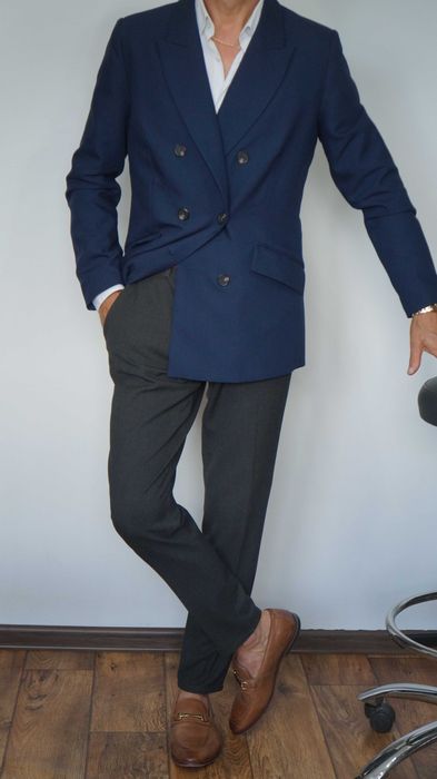 Marynarka Dwurzędowa Hechter Rozmiar 42 Kolor Granatowy