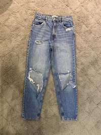 Spodnie jeansowe Zara damskie XS 34 dziury przetarcia jeansy