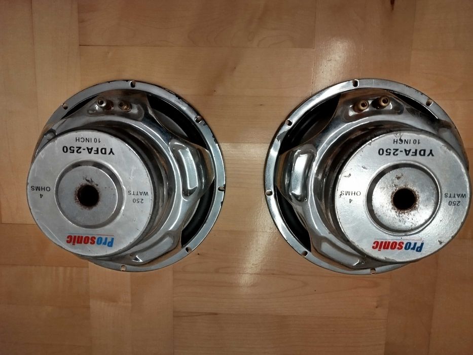 Dwa głośniki Prosonic 25 cm 10cali aluminiowe 4 ohm