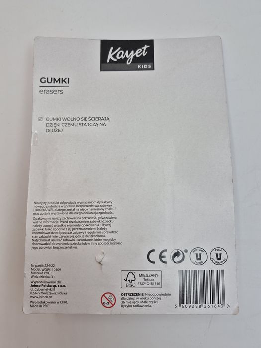 Zestaw 4 gumek do ścierania mazania kayet kolorowy kramik