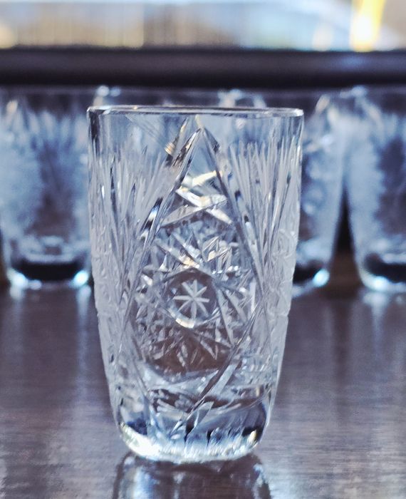 Kryształowe kieliszki do wódki 6 szt kryształy prl retro vintage