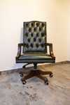 Fotel Obrotowy Chesterfield skóra naturalna zieleń butelkowa