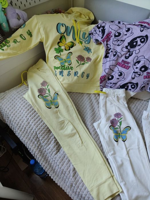 Paka ubranek dziewczęcych wójcik dres spodnie komplet sukienka leginsy