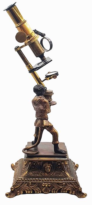 Brass reproduction of a “monkey microscope”